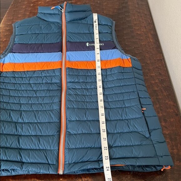 COTOPAXI Fuego Down Vest Blue Orange Indigo Stripes Women's Size Large - Picture 13 of 13
